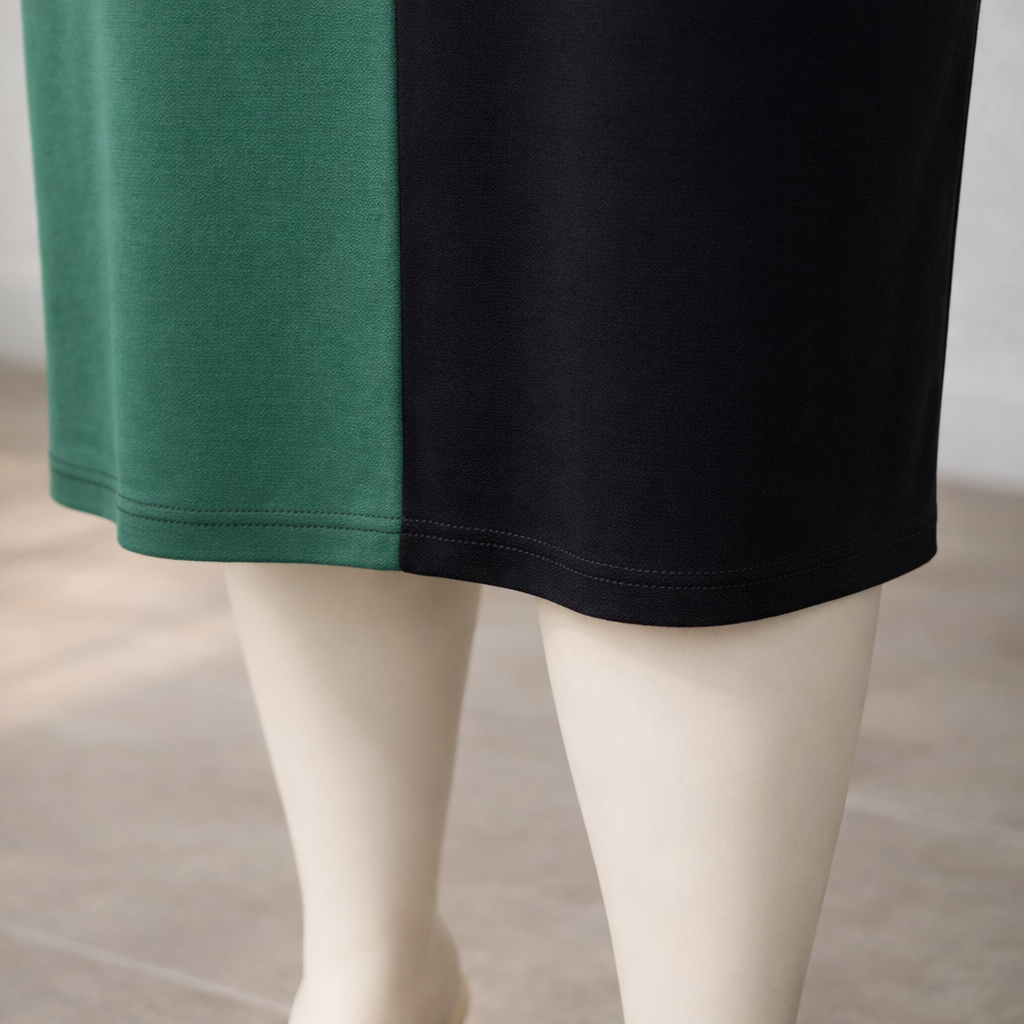 Vestido Comfy Plus Size com Blocos de Cores - Vestido Plus Size