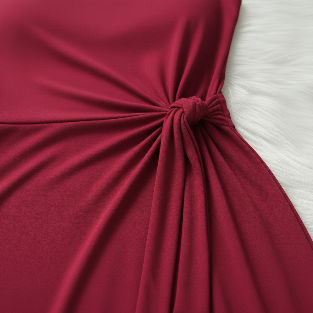Vestido Plus Size Minimalista com Drapeado Elegante