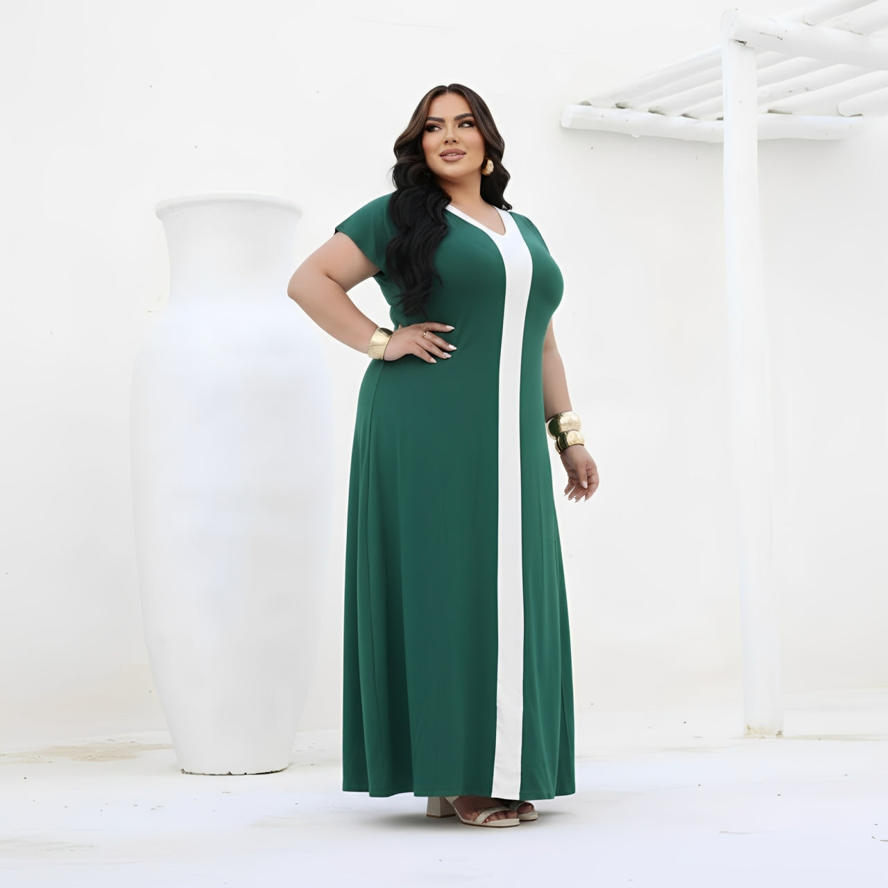 Vestido Túnica Comfy Verde Elegante - Vestido Plus Size