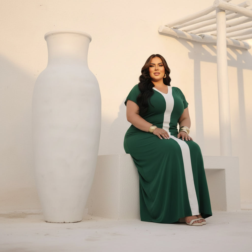 Vestido Túnica Comfy Verde Elegante - Vestido Plus Size