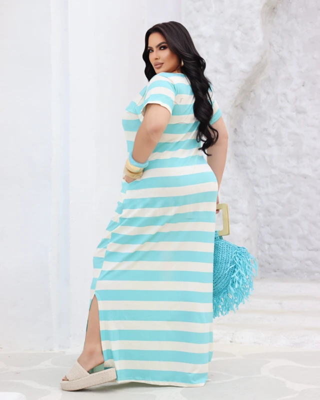 Vestido Longo Plus Size Comfy Com Bolsos Laterais - Vestido Plus Size