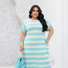 Vestido Longo Plus Size Comfy Com Bolsos Laterais - Vestido Plus Size