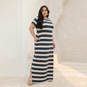 Vestido Longo Plus Size Comfy Com Bolsos Laterais - Vestido Plus Size