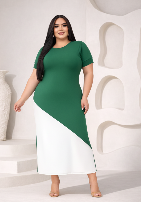 Vestido Diagonal Clássico Plus Size