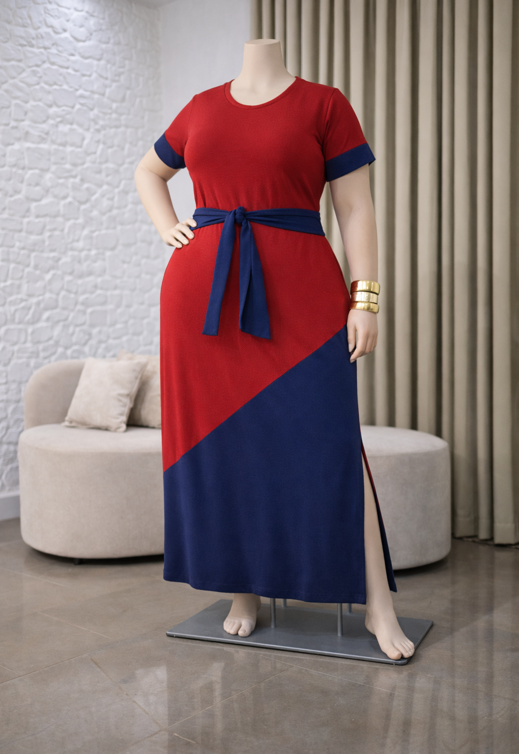 Vestido Longo Plus Size Comfy Bicolor - Vestido Plus Size
