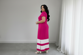 Vestido Assimétrico Preto e Branco Plus Size