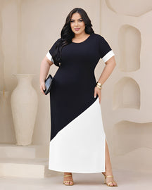 Vestido Neoclássico Plus Size Diagonal - M (42) / Preto - Vestido Plus Size