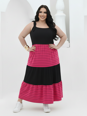 Vestido Plus Size Comfy Moderno Bicolor - Vestido Plus Size