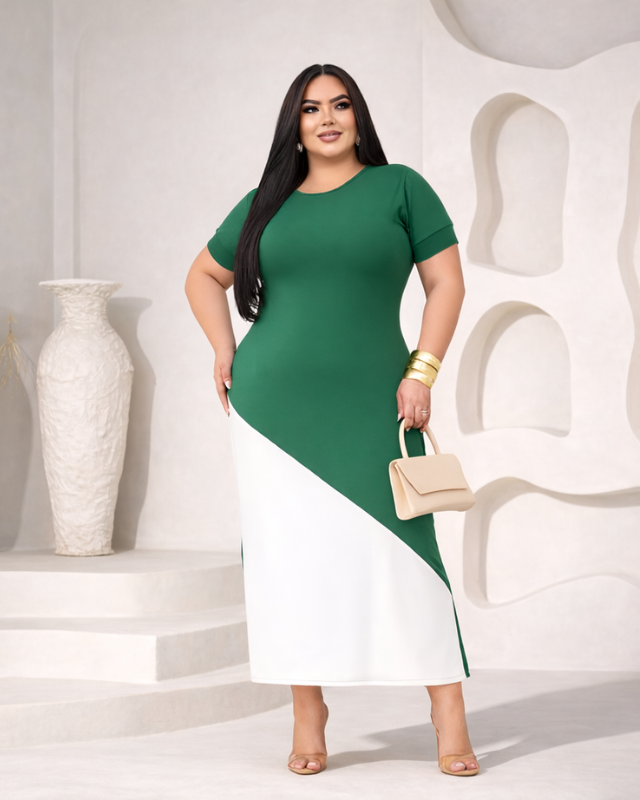Vestido Diagonal Clássico Plus Size