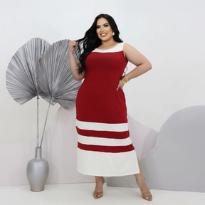 Vestido Midi Clássico Bicolor Plus Size - Vestido Plus Size