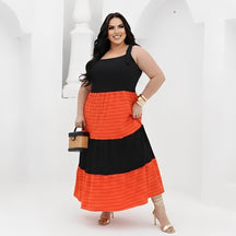 Vestido Plus Size Comfy Moderno Bicolor - M (42) / Coral - Vestido Plus Size