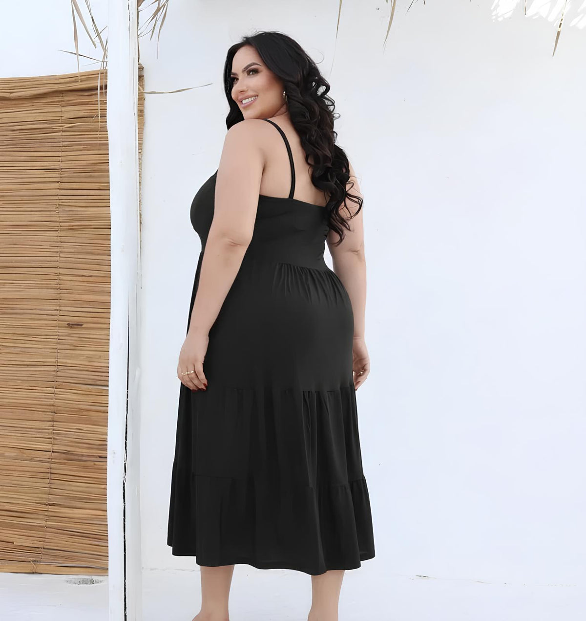 Vestido Midi Evasê com Recorte Império