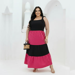 Vestido Plus Size Comfy Moderno Bicolor - Vestido Plus Size