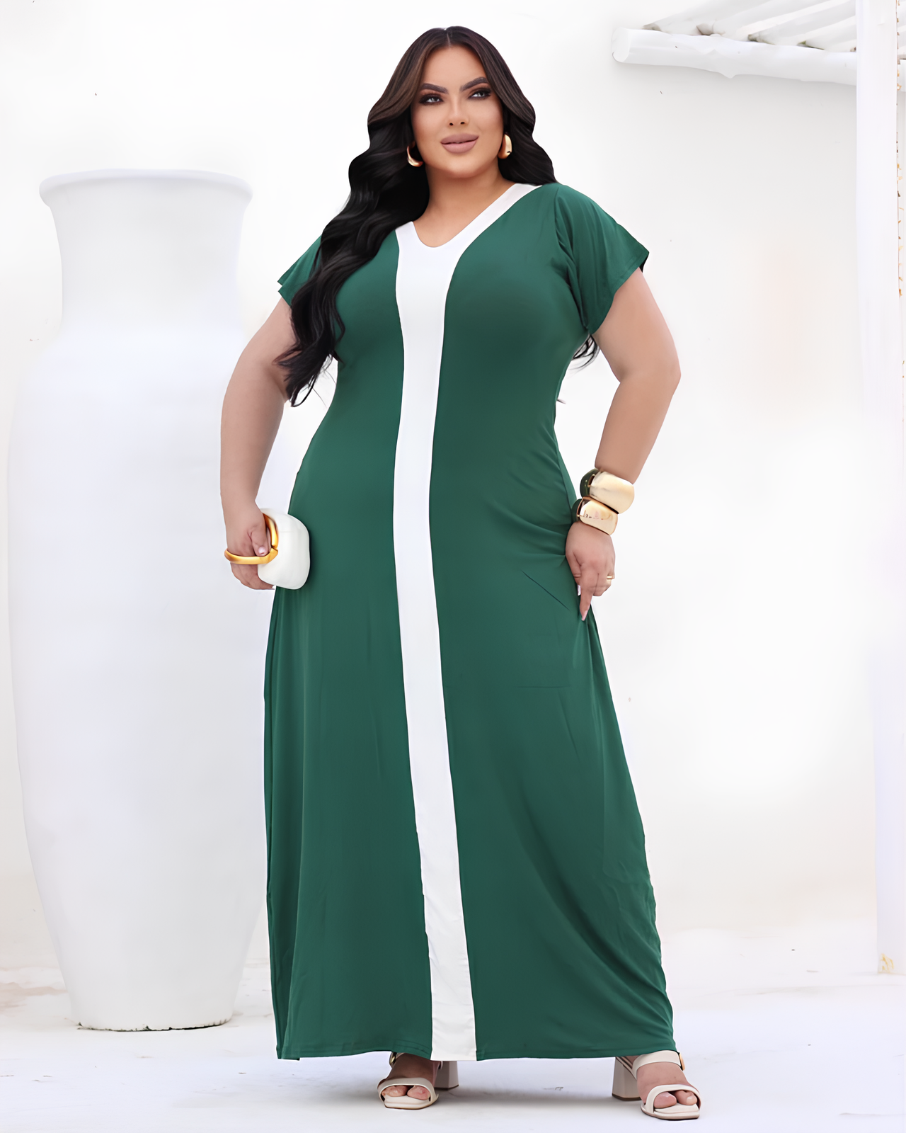 Vestido Túnica Comfy Verde Elegante - Vestido Plus Size