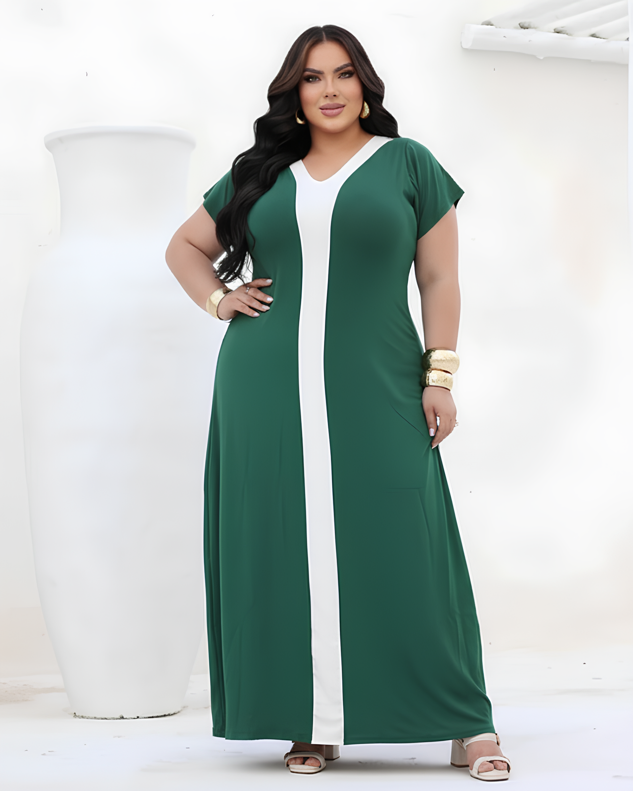 Vestido Túnica Comfy Verde Elegante - Vestido Plus Size