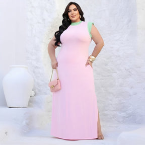 Vestido Comfy Delicado Plus Size - M (42) / Rosa com Verde - Vestido Plus Size