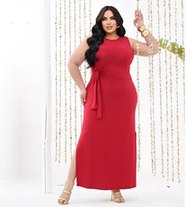 Vestido Plus Size Minimalista com Drapeado Elegante