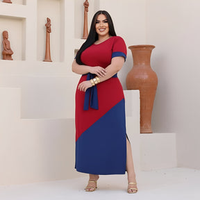 Vestido Longo Plus Size Comfy Bicolor - Vestido Plus Size