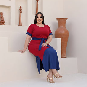 Vestido Longo Plus Size Comfy Bicolor - Vestido Plus Size