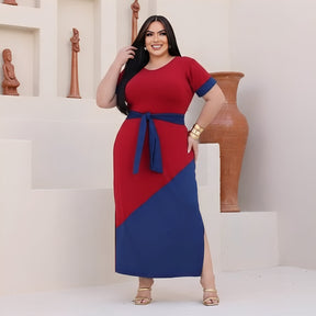 Vestido Longo Plus Size Comfy Bicolor - Vestido Plus Size