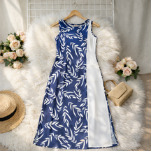 Vestido Longo Reto Plus Com Bolso Frontal - M (42) / Azul - Vestido Plus Size