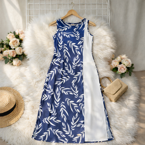 Vestido Longo Reto Plus Com Bolso Frontal - M (42) / Azul - Vestido Plus Size